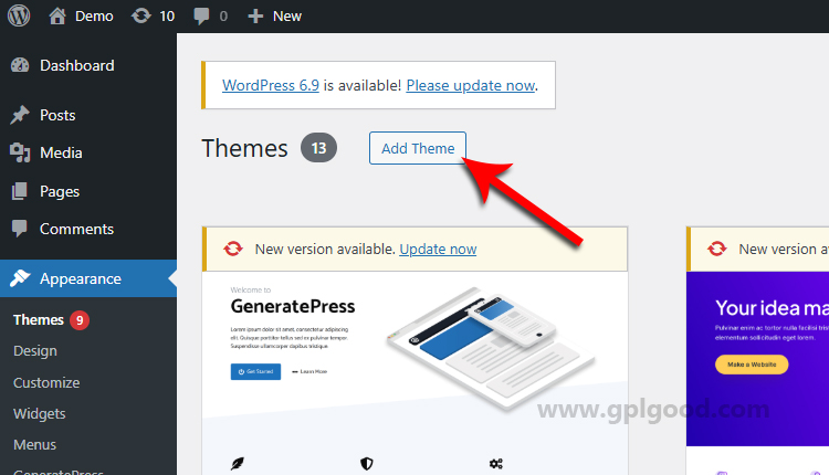Uploading a WordPress theme
