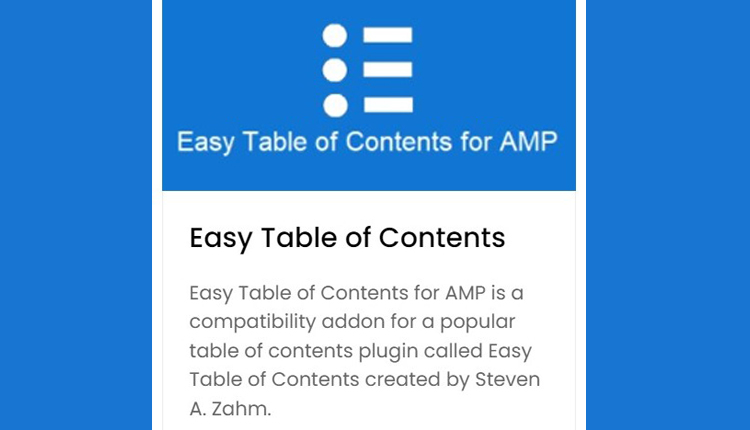 Easy Table of Contents for AMP WordPress Plugin