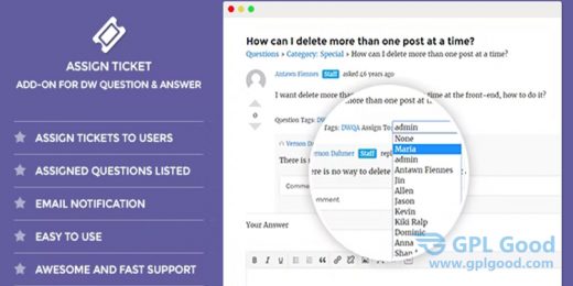 DWQA Assign Ticket Extension For Question & Answer WordPress Plugin