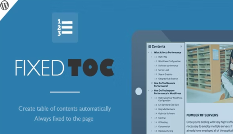 Fixed TOC Table of Contents for WordPress
