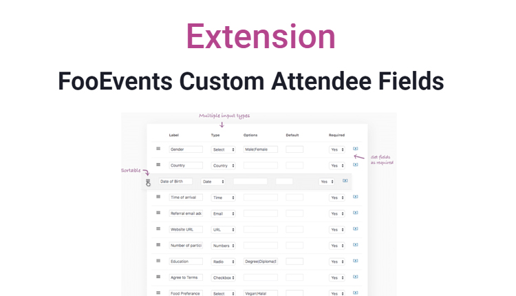 FooEvents Custom Attendee Fields Extension