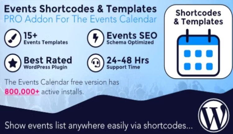 Events Shortcodes & Templates Pro For The Events Calendar